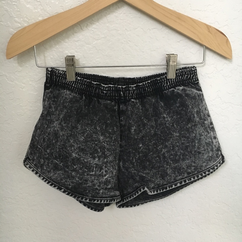 Acid wash denim shorts